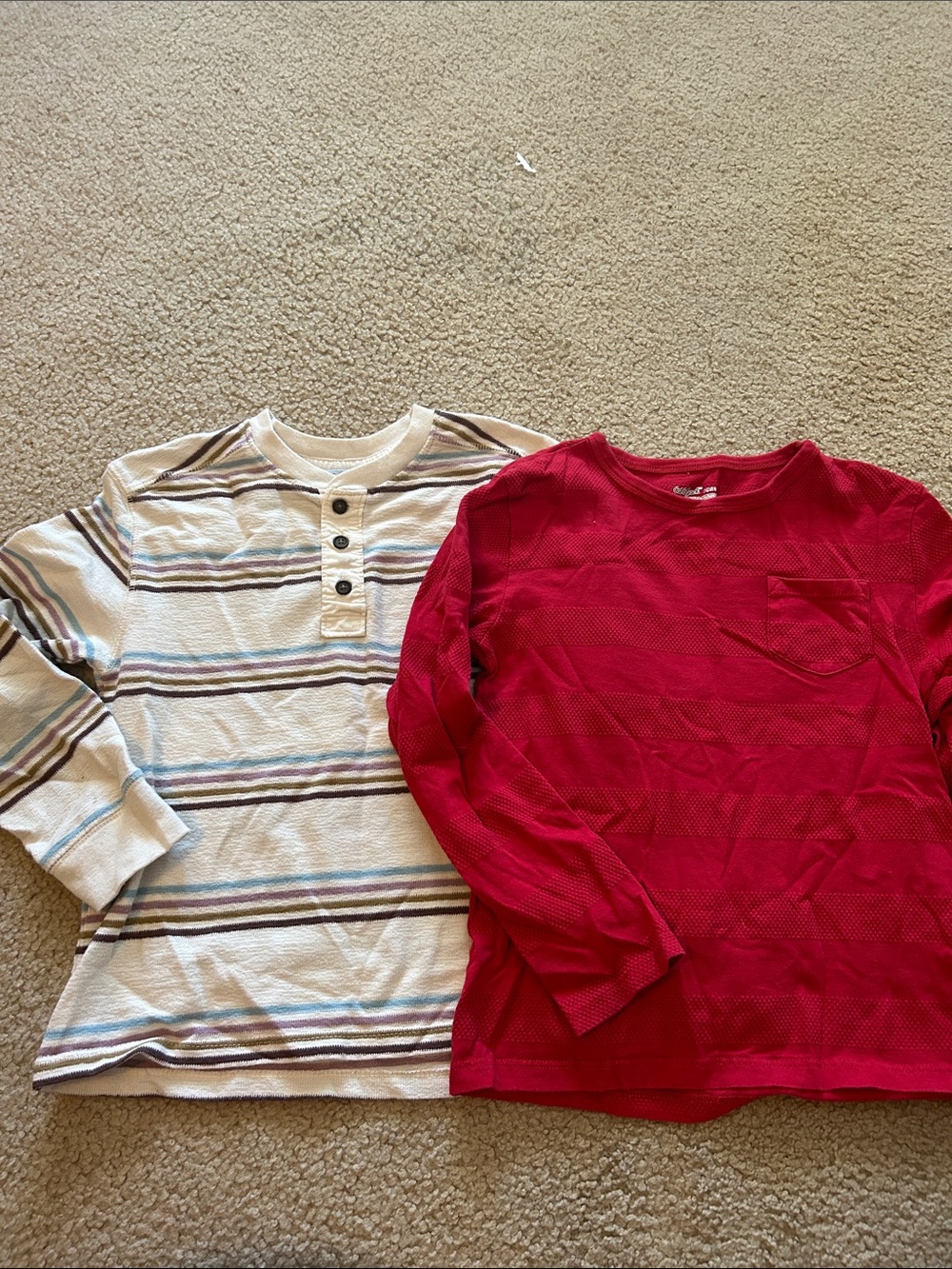 Cat & Jack Red Long-Sleeve Tee and Striped Henley Set